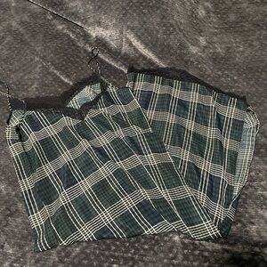 Fashion Nova Green Plaid Lace Dress